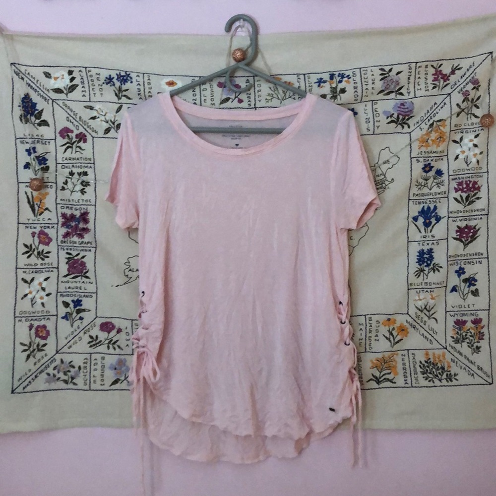 Hollister Pink Tied Sides Tee